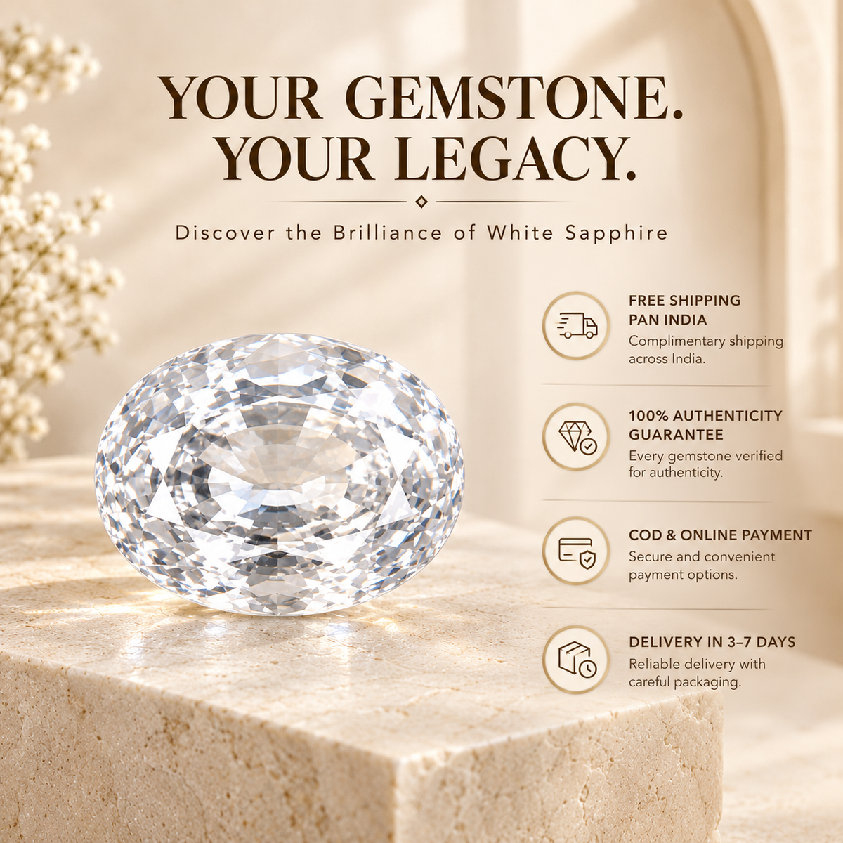 White Sapphire - Safed Pukhraj